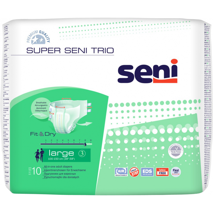 Подгузники для взрослых Super Seni Trio large air 10 шт цена