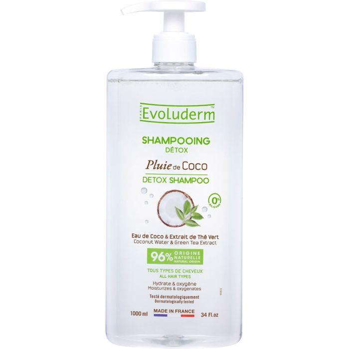Шампунь Evoluderm (Еволюдерм) для всіх типів волосся детокс з водою кокоса 1000 мл  в аптеці