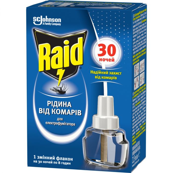 Рідина Raid для електрофумігаторів від комарів 30 ночей 21,9 мл в аптеці