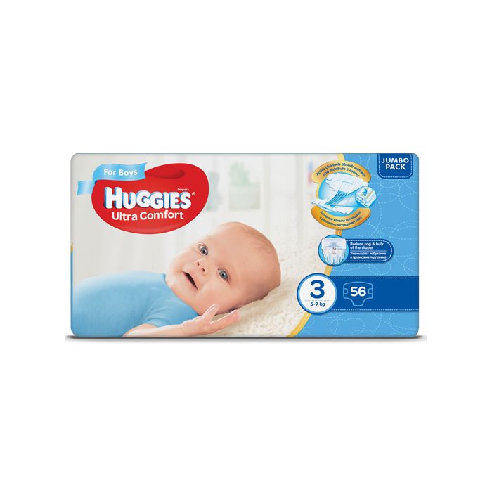 Підгузки Huggies Ultra Comfort Jumbo р.3 (5-9 кг) для хлопчиків 56 шт ADD