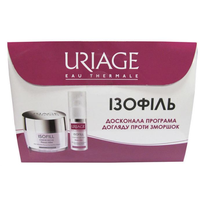 Набір Uriage Isofil (Крем Ріш 50 мл + Крем для очей 15 мл-40% + Термальна вода Урьяж 50 мл + Скраб 15 мл) недорого