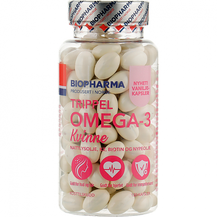 Концентрат Biopharma Tripple Omega-3 з вітамінами та фолієвою кислотою для жінок капсули №120 в інтернет-аптеці