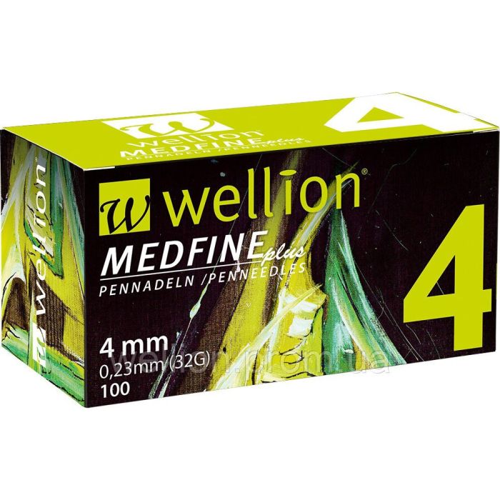Голки для шприц-ручок Wellion Medfine plus одноразові стерильні, 32G (0,23 х 4 мм) №100