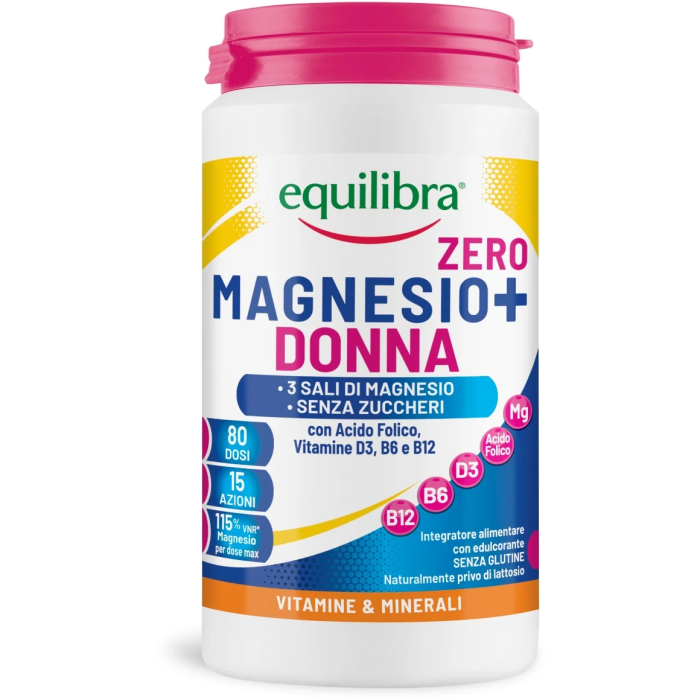 Дієтична добавка Equilibra (Еквілібра) з магнієм, вітамінами B6, B12, D3, фолієвою кислотою для жінок без цукру, 200 г