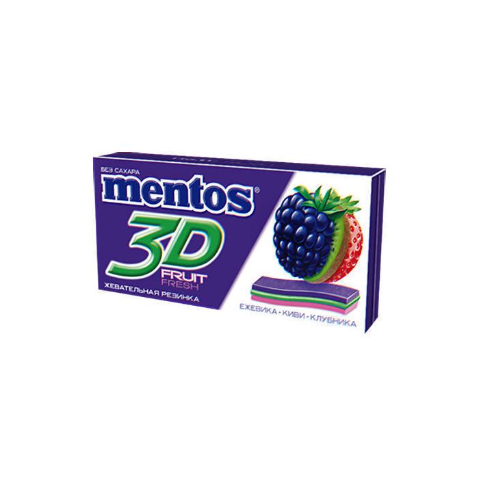 Жувальна гумка Mentos 3D Fruit Fresh Ожина-ківі-полуниця, 33,6