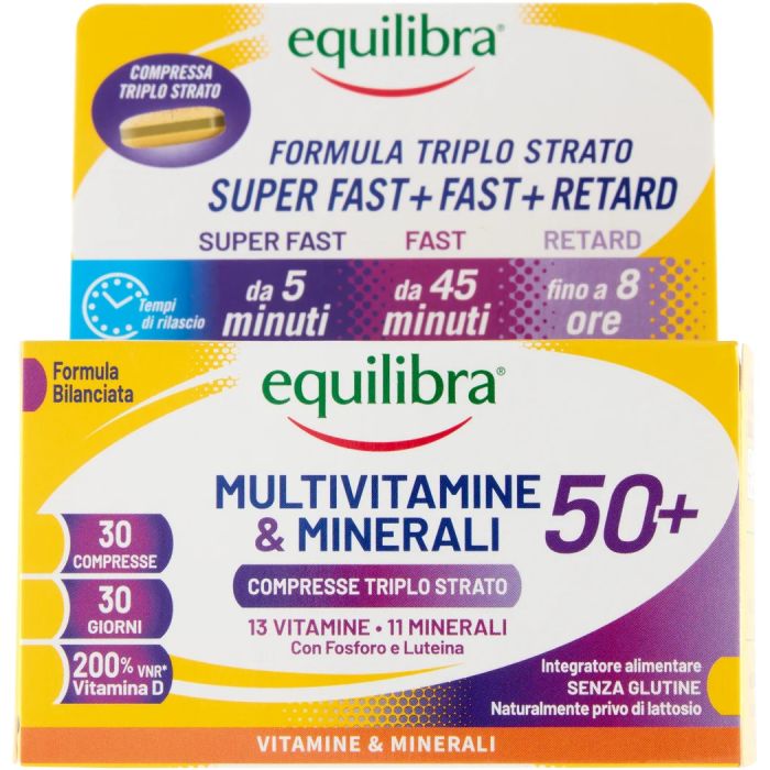 Дієтична добавка Equilibra (Еквілібра) з мультивітамінами та мінералами для людей 50+, таблетки №30