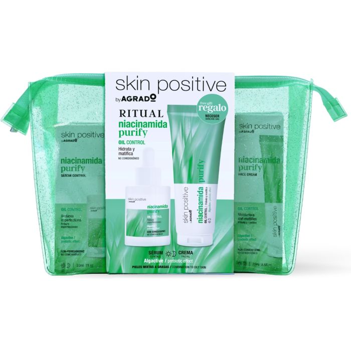 Набір Agrado (Аградо) з ніацинамідом очищуючий для жирної шкіри №2+косметичка