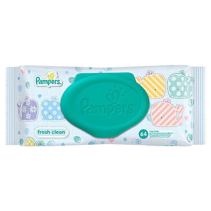 Серветки Pampers Baby fresh дитячі зволожуючі 64 шт (змінний блок)