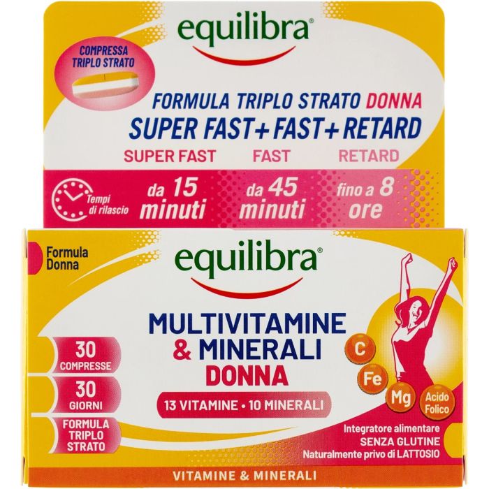 Дієтична добавка Equilibra (Еквілібра) з мультивітамінами та мінералами для жінок, таблетки №30