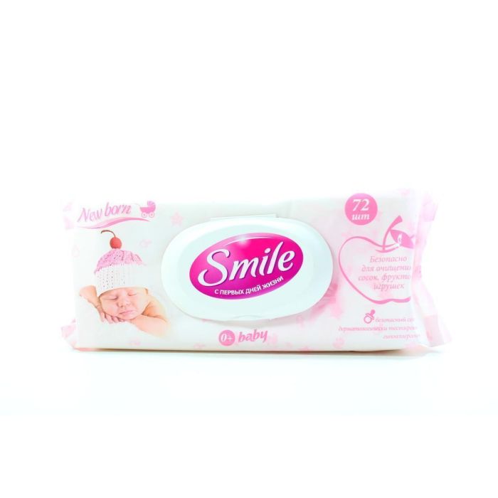 Серветки вологі Smile Baby з клапаном №72 