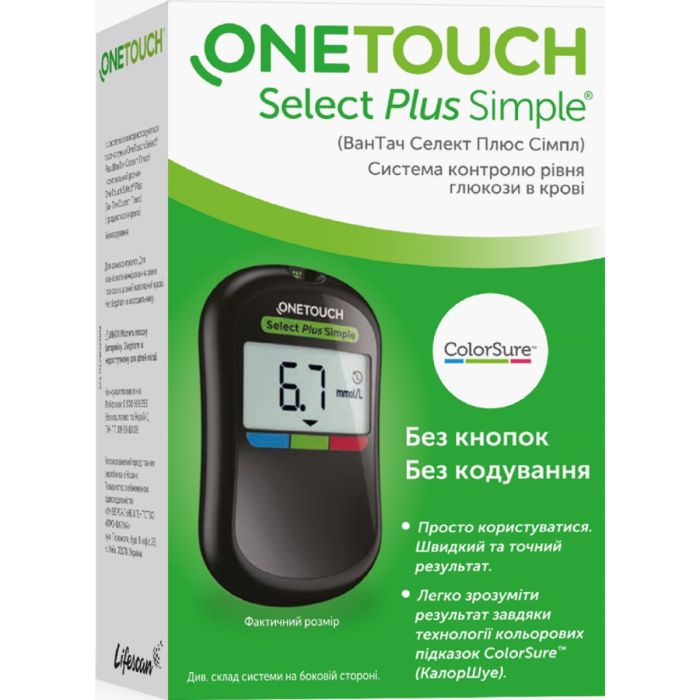 Система контроля уровня глюкозы в крови (глюкометр) One Touch Select Plus Simple