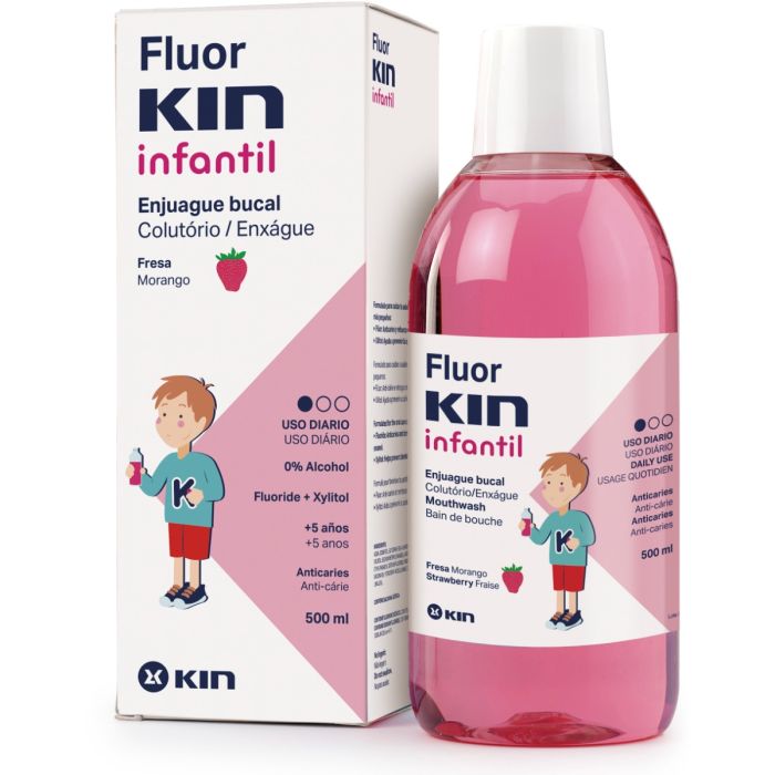 Ополіскувач Kin (Кін) Fluor Infantil дитячий для ротової порожнини полуниця 500 мл