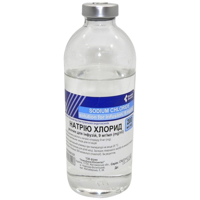 Натрію хлорид 0,9% розчин 200 мл 