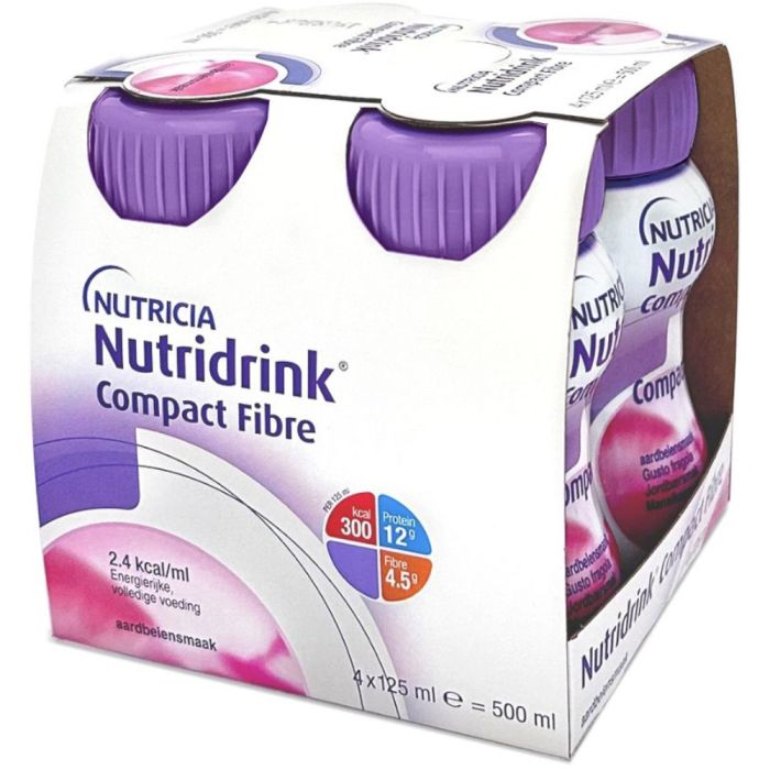 Ентеральне харчування Nutridrink Compact Fibre зі смаком полуниці 4х125 мл фото №1 Ентеральне харчування Nutridrink Compact Fibre зі смаком полуниці 4х125 мл