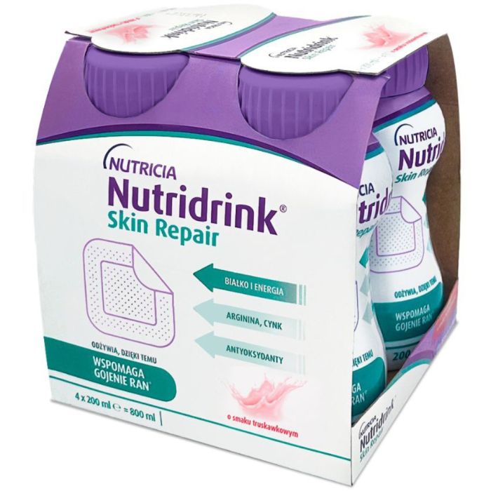 Харчовий продукт для спеціальних медичних цілей: ентеральне харчування Nutridrink Skin Repair зі смаком полуниці 200 мл №4
