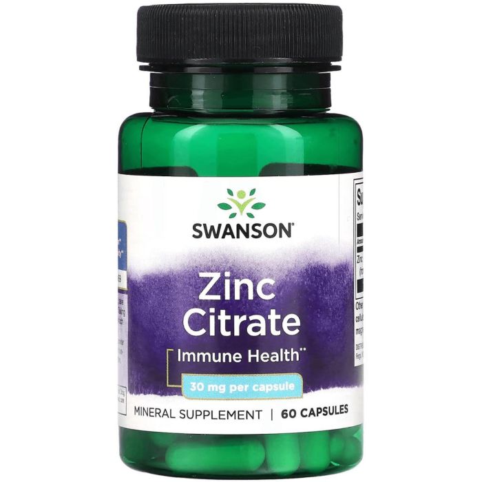 Swanson (Свенсон) Цинк цитрат Zinc Citrate 30 мг капсулы №60