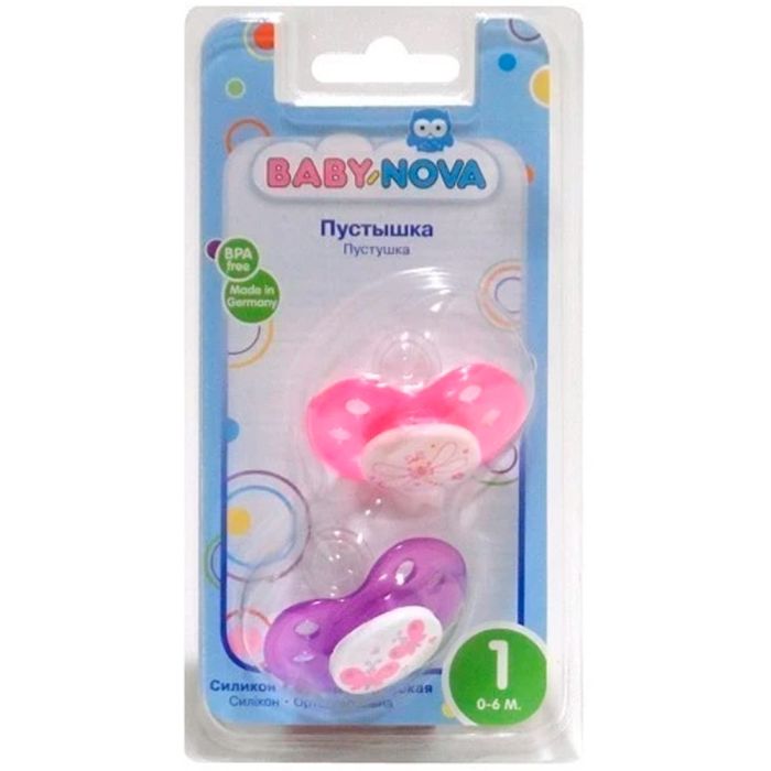 Соска Baby-Nova (Бебі Нова) силіконова пласка з малюнком р.1