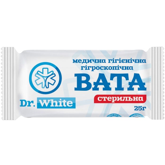 Вата стерильна Dr.White медична гігієнічна гігроскопічна, ролик, 25 г