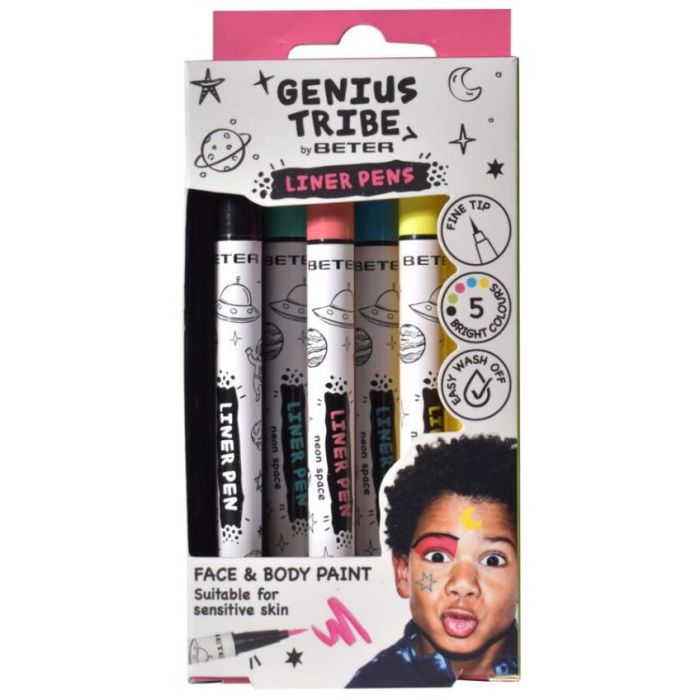 Набір лайнер-пензлів Beter (Бетер) Genius Tribe для обличчя та тіла дитячі, 5 кольорів фото №1 Набір лайнер-пензлів Beter (Бетер) Genius Tribe для обличчя та тіла дитячі, 5 кольорів