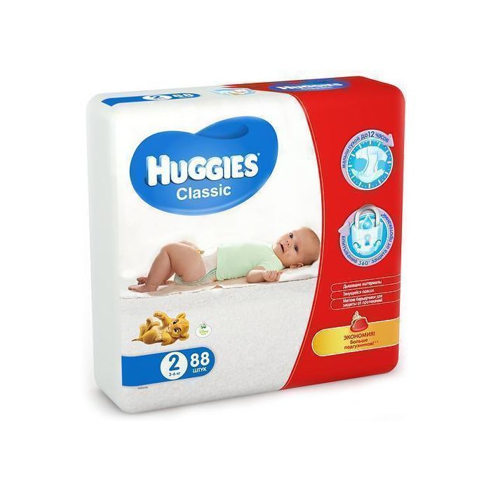 Підгузки Huggies Classic Mega р.2 (3-6 кг) 88 шт