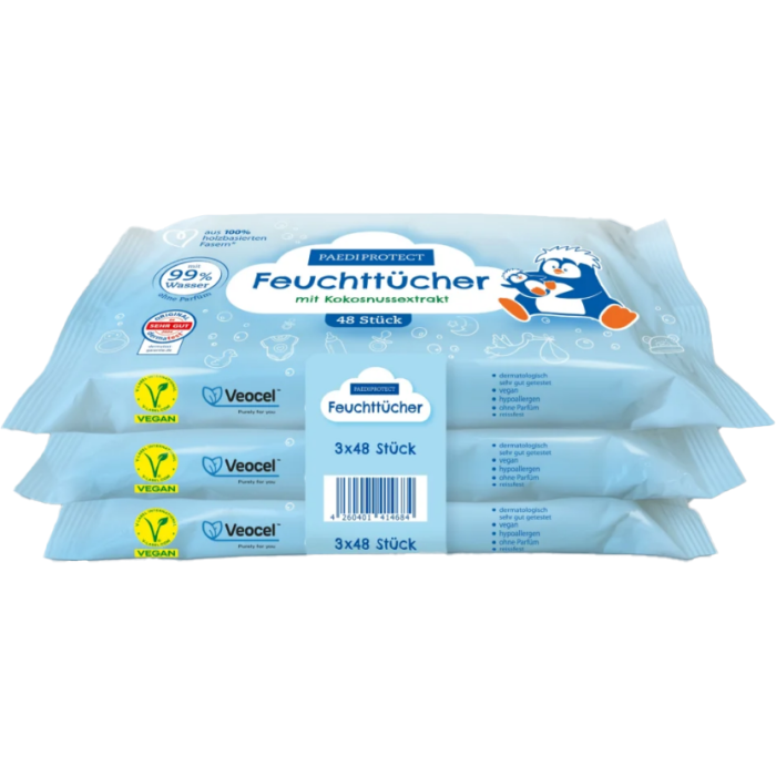 Серветки Paediprotect (Педіпротект) вологі дитячі для чутливої шкіри 3х48 шт.