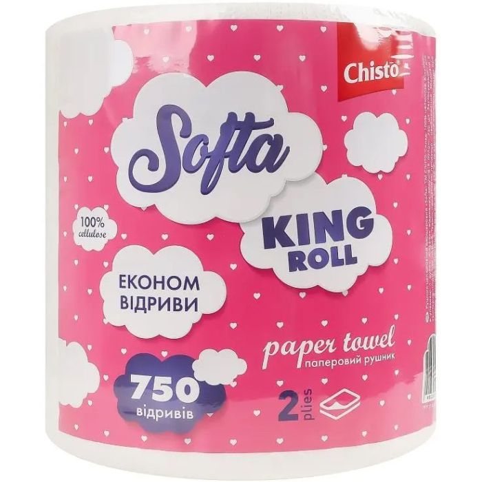Рушник паперовий Chisto Softa King Roll двошаровий 750 відривів 1 рулон