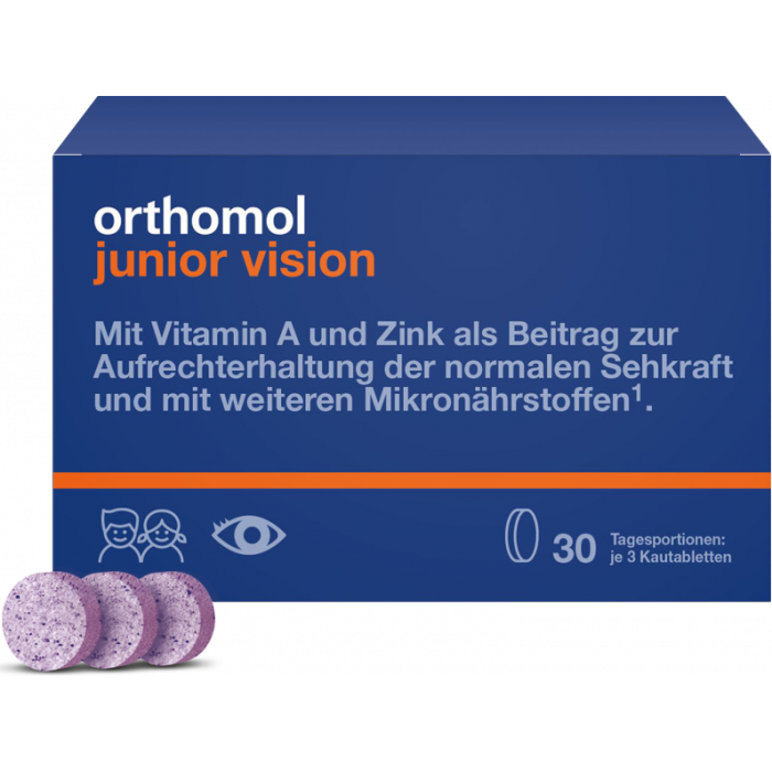 Orthomol (Ортомол) Junior Vision (для зміцнення зору дитини) Чорниця - Персик таблетки №30