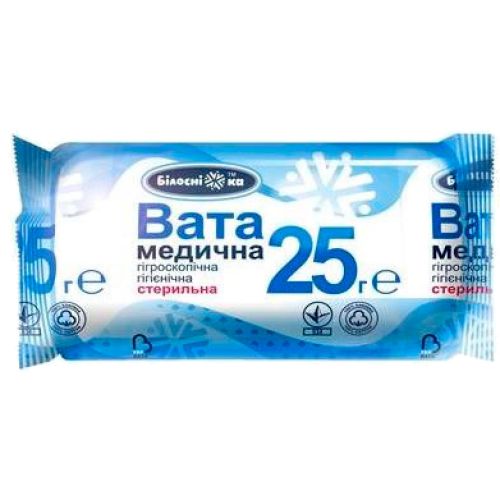 Вата Білосніжка медична стерильна ролик 25 г  в місті Брюховичі : ціни, характеристика.  - фото №1 Вата Білосніжка медична стерильна ролик 25 г  в місті Брюховичі : ціни, характеристика.