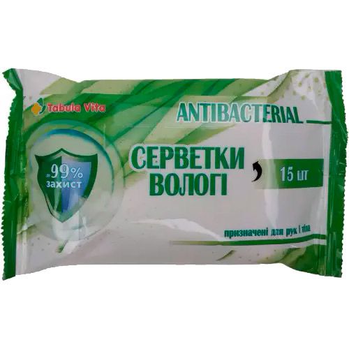 Серветки вологі Tabula Vita антибактеріальні, 15 шт. в місті Софіївка : ціни, характеристика.  - фото №1 Серветки вологі Tabula Vita антибактеріальні, 15 шт. в місті Софіївка : ціни, характеристика.