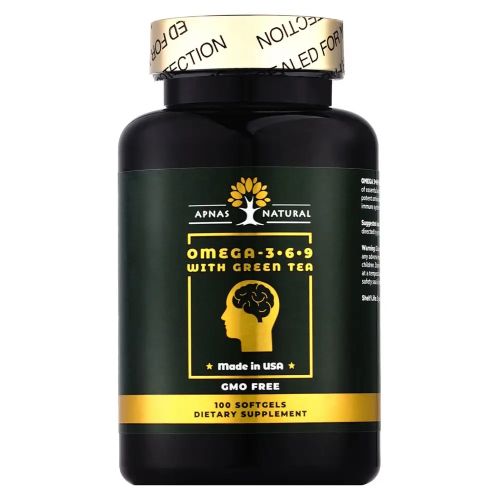Apnas Natural (Апнас Натурал) Омега 3-6-9 із зеленим чаєм капсули №100 в місті Софіївка : ціни, характеристика.  - фото №1 Apnas Natural (Апнас Натурал) Омега 3-6-9 із зеленим чаєм капсули №100 в місті Софіївка : ціни, характеристика.