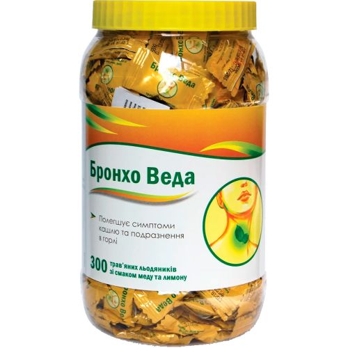 Бронхо Веда зі смаком меду та лимону льодяники №300 в місті Софіївка : ціни, характеристика.  - фото №1 Бронхо Веда зі смаком меду та лимону льодяники №300 в місті Софіївка : ціни, характеристика.