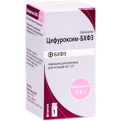 Цефуроксим-БХФЗ 1,5 г порошок для ін'єкцій розчин флакон №1 в місті Одеса : ціни, характеристика.  - фото №1 Цефуроксим-БХФЗ 1,5 г порошок для ін'єкцій розчин флакон №1 в місті Одеса : ціни, характеристика.