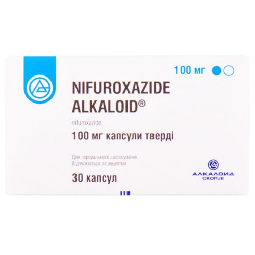 Ніфуроксазид Алкалоїд 100 мг капсули №30 в місті Вінниця : ціни, характеристика.  - фото №1 Ніфуроксазид Алкалоїд 100 мг капсули №30 в місті Вінниця : ціни, характеристика.