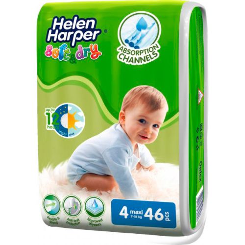 Підгузки Helen Harper Ultra Soft&Dry Maxi, р.4 (7-18 кг), 46 шт. в місті Богородчани : ціни, характеристика.  - фото №1 Підгузки Helen Harper Ultra Soft&Dry Maxi, р.4 (7-18 кг), 46 шт. в місті Богородчани : ціни, характеристика.