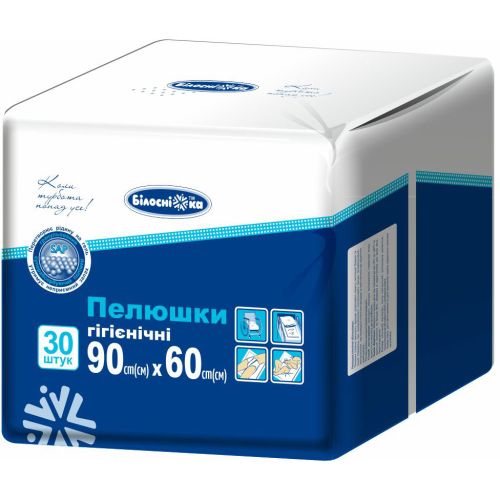 Пелюшки Білосніжка 60x90 см, 30 шт. в місті Полтава : ціни, характеристика.  - фото №1 Пелюшки Білосніжка 60x90 см, 30 шт. в місті Полтава : ціни, характеристика.