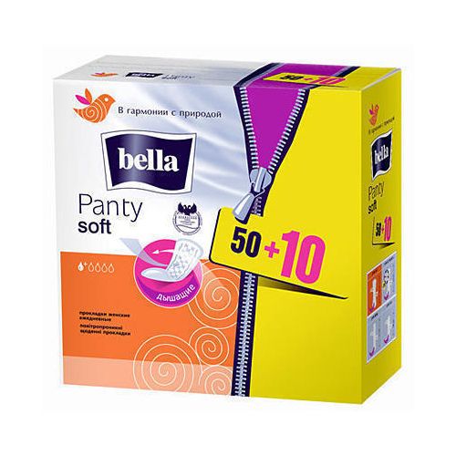 Прокладки Bella Panty Soft ежедневные 50+10 шт ADD - фото №1 Прокладки Bella Panty Soft ежедневные 50+10 шт ADD