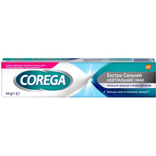 Крем для фіксації зубних протезів Корега Екстра Сильний Нейтральний смак, 40 г в місті Первомайськ : ціни, характеристика.  - фото №1 Крем для фіксації зубних протезів Корега Екстра Сильний Нейтральний смак, 40 г в місті Первомайськ : ціни, характеристика.