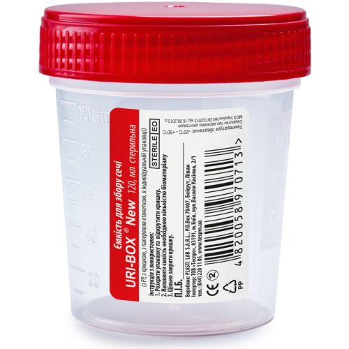 Ємність для забору сечі нестерильна 120 мл в інтернет-аптеці - фото №1 Ємність для забору сечі нестерильна 120 мл в інтернет-аптеці