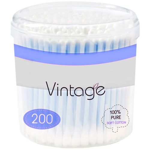 Ватні палички Vintage у пластиковому стакані 200 шт. ціна - фото №1 Ватні палички Vintage у пластиковому стакані 200 шт. ціна