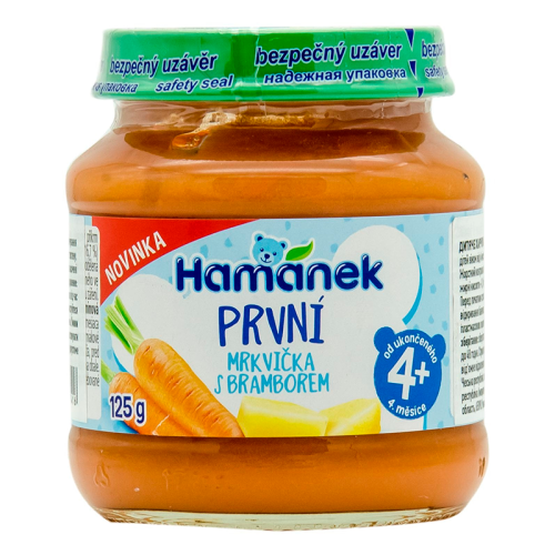 Пюре Hamanek морковь и картофель Первая ложка 125 г цена - фото №1 Пюре Hamanek морковь и картофель Первая ложка 125 г цена