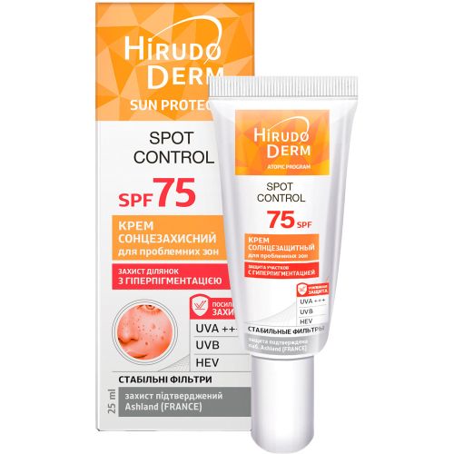 Крем солнцезащитный Hirudo Derm Sun Protect Spot Control для проблемных зон SPF 75, 25 мл в городе Вышгород : цены, характеристики.  - фото №1 Крем солнцезащитный Hirudo Derm Sun Protect Spot Control для проблемных зон SPF 75, 25 мл в городе Вышгород : цены, характеристики.