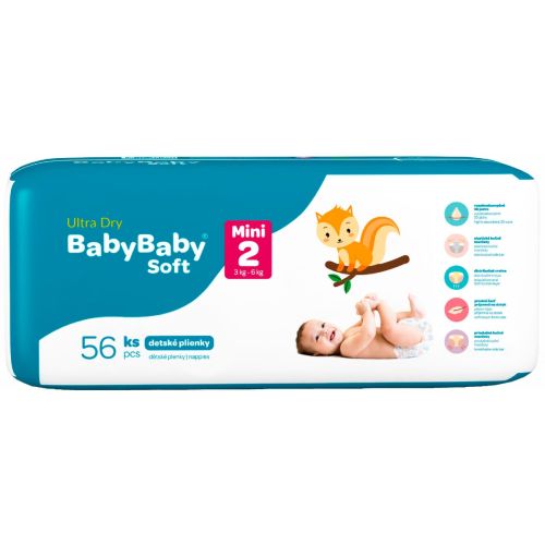 Підгузки BabyBaby Soft Premium Ultra Dry Midi р. 2 (3-6 кг), 56 шт. в місті Богородчани : ціни, характеристика.  - фото №1 Підгузки BabyBaby Soft Premium Ultra Dry Midi р. 2 (3-6 кг), 56 шт. в місті Богородчани : ціни, характеристика.
