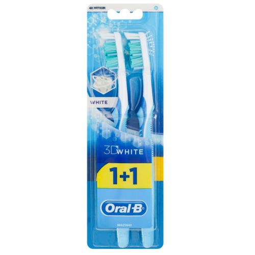 Зубна щітка Oral-B (Орал-Бі) 3D White 40 мм середня 1+1 у подарунок в місті Глобине : ціни, характеристика.  - фото №1 Зубна щітка Oral-B (Орал-Бі) 3D White 40 мм середня 1+1 у подарунок в місті Глобине : ціни, характеристика.