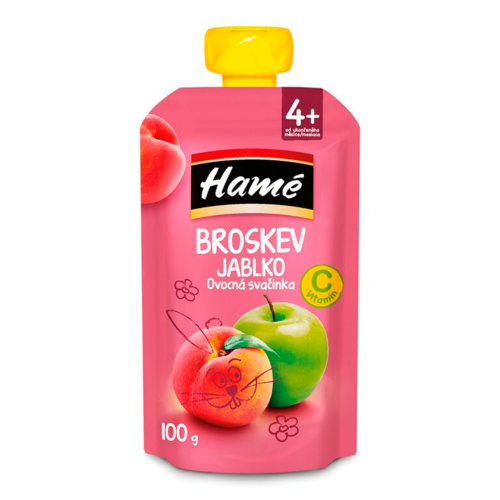 Пюре Hame (пауч) яблуко-персик 100 г ADD - фото №1 Пюре Hame (пауч) яблуко-персик 100 г ADD