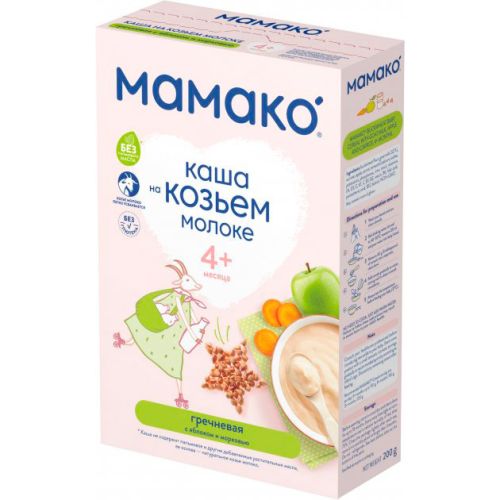 Каша Мамако молочна гречана з яблуком та морквою на козячому молоці, 200 г в місті Одеса : ціни, характеристика.  - фото №1 Каша Мамако молочна гречана з яблуком та морквою на козячому молоці, 200 г в місті Одеса : ціни, характеристика.