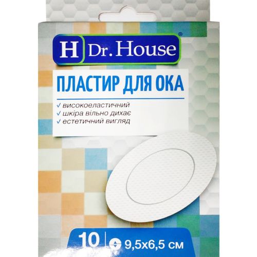 Пластир для ока H Dr.House стерильний 9,5 см х 6,5 см, 10 шт. в місті Канів : ціни, характеристика.  - фото №1 Пластир для ока H Dr.House стерильний 9,5 см х 6,5 см, 10 шт. в місті Канів : ціни, характеристика.