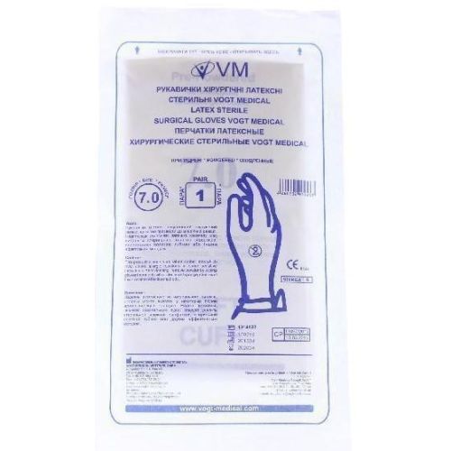 Рукавиці Vogt Medical хірургічні стерильні латексні р. 7 пара в місті Канів : ціни, характеристика.  - фото №1 Рукавиці Vogt Medical хірургічні стерильні латексні р. 7 пара в місті Канів : ціни, характеристика.