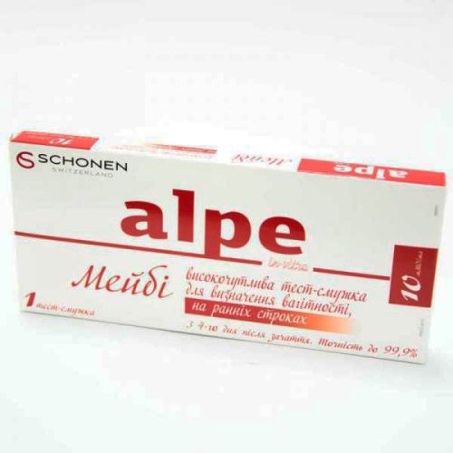 Тест-смужка для визначення вагітності Alpe in-vitro Maybe на ранніх термінах, 1 шт. в місті Канів : ціни, характеристика.  - фото №1 Тест-смужка для визначення вагітності Alpe in-vitro Maybe на ранніх термінах, 1 шт. в місті Канів : ціни, характеристика.