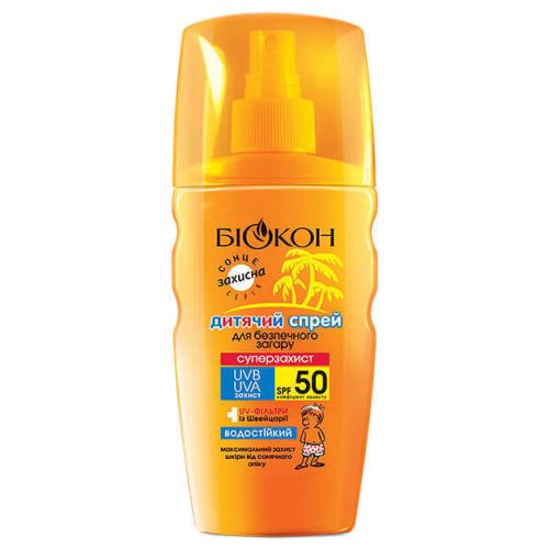 Спрей Біокон СуперЗахист дитячий для безпечного загару SPF50 160 мл в місті Вишгород : ціни, характеристика.  - фото №1 Спрей Біокон СуперЗахист дитячий для безпечного загару SPF50 160 мл в місті Вишгород : ціни, характеристика.