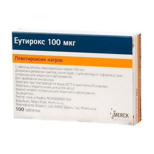 Еутирокс 100 мкг таблетки №100 в місті Хмельницький : ціни, характеристика.  - фото №1 Еутирокс 100 мкг таблетки №100 в місті Хмельницький : ціни, характеристика.